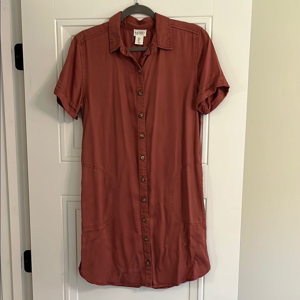 Nicole Miller Rust Button-Down Mini Dress